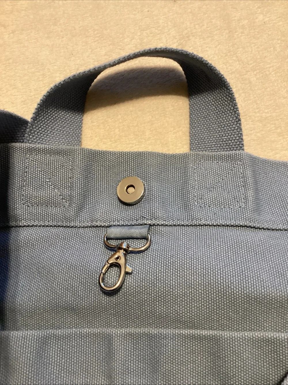 FIGS Slate Blue Canvas Messenger Tote with Yellow Accent